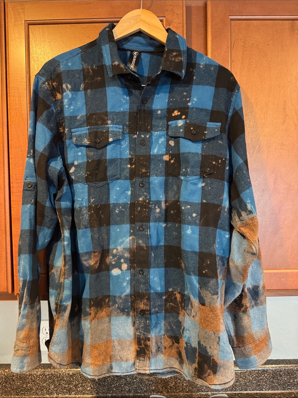 burnside Blue and Black Plaid Button-Down Shirt